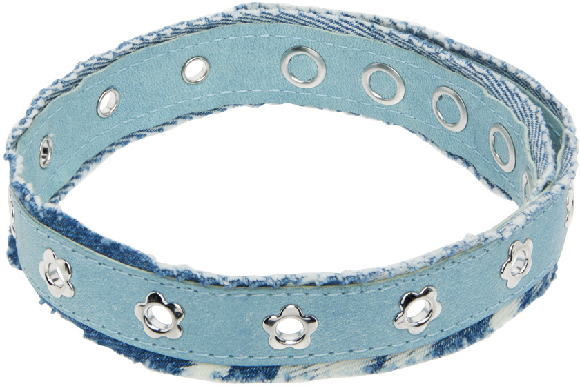 Our Legacy Blue Denim Flower Choker