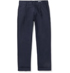 NN07 - Codo Tapered Pleated Lyocell, Linen and Cotton-Blend Twill Trousers - Blue