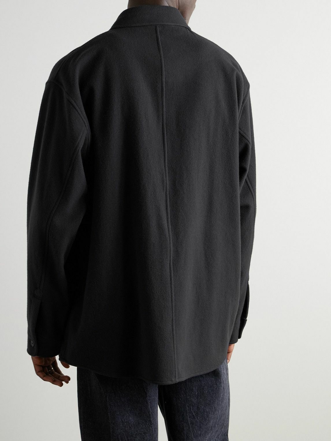 Auralee - Super 180s Wool-Flannel Shirt - Black Auralee