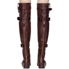 Prada Burgundy Buckle Over-the-Knee Boots