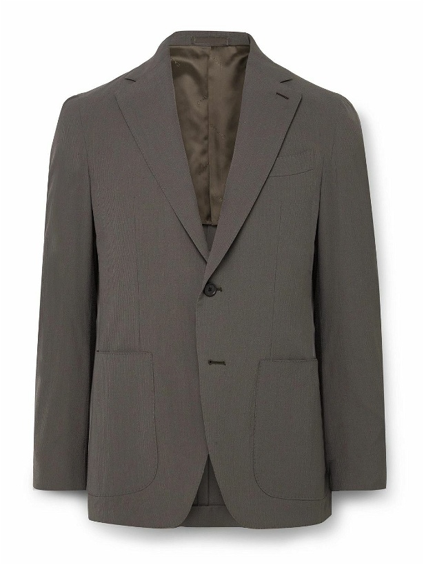 Photo: Caruso - Aida Super 150s Wool and Silk-Blend Seersucker Suit Jacket - Brown