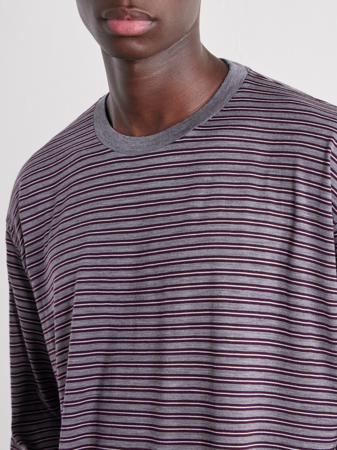 Auralee - Striped Wool-Jersey T-Shirt - Gray