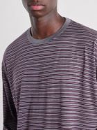 Auralee - Striped Wool-Jersey T-Shirt - Gray