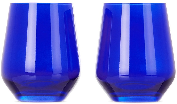 Photo: Estelle Colored Glass Blue Stemless Wine Glass Set