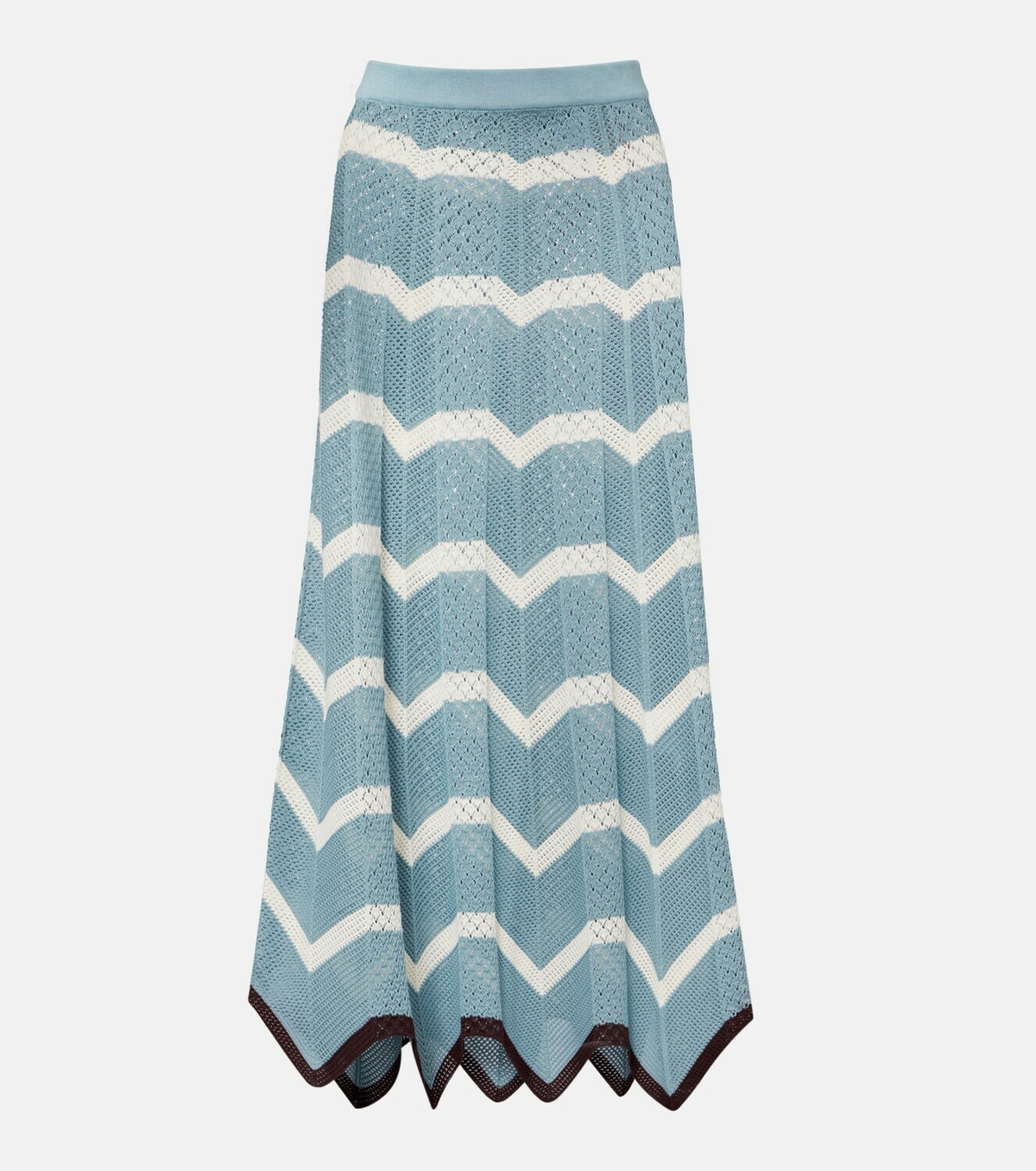 La DoubleJ Chevron crochet cotton midi skirt