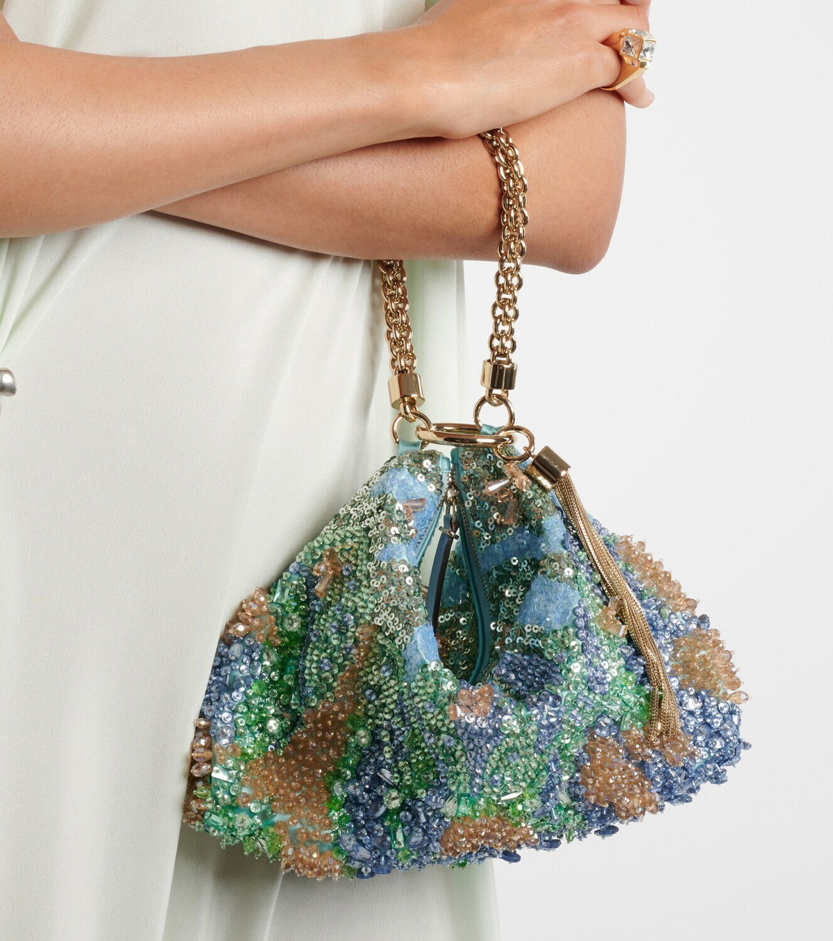 Jimmy Choo Callie Small brocade top-handle bag