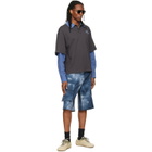 We11done Blue Trompe L'Oeil Cargo Shorts