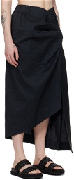 ISSEY MIYAKE Black Twisted Midi Skirt