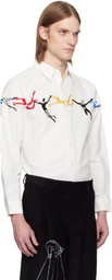KidSuper White Embroidered Figures Shirt
