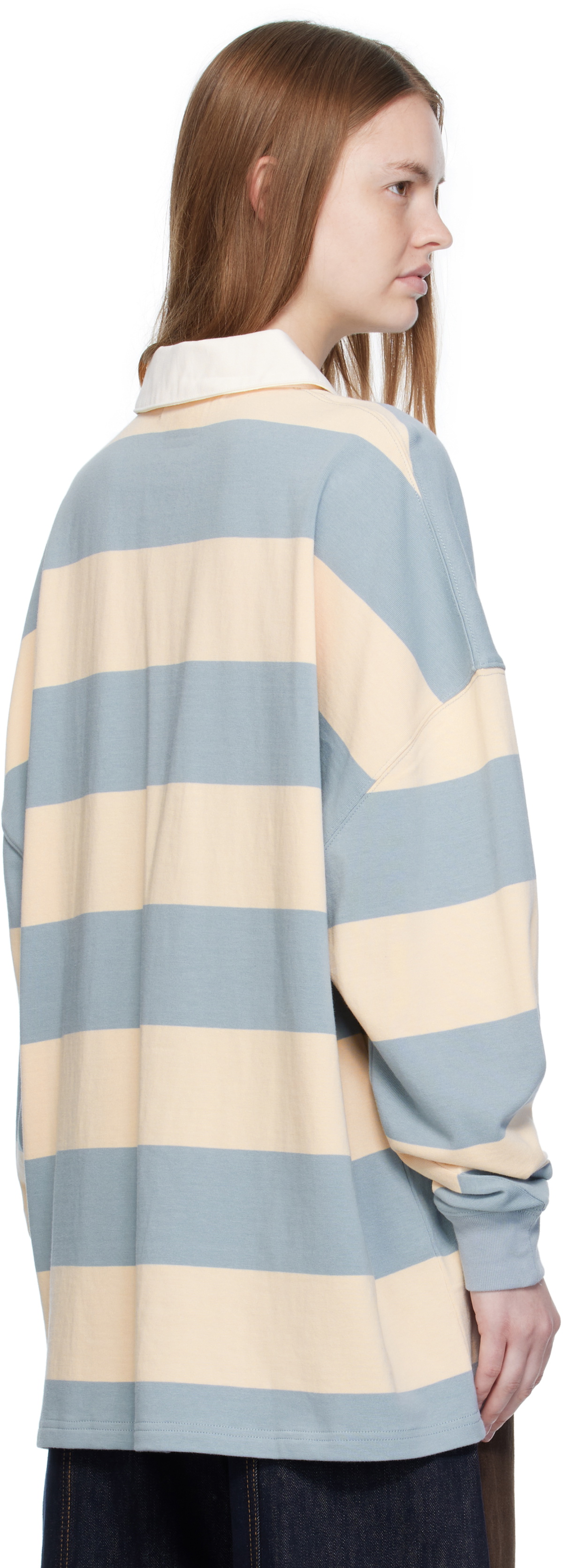 Ksubi Beige & Blue Rugged Rugby Jersey Polo