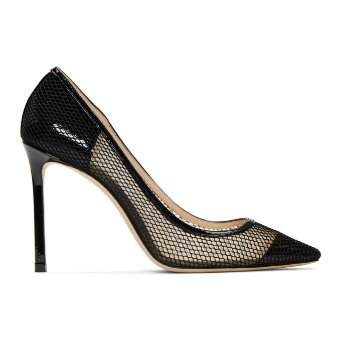 Jimmy Choo Black Mesh Romy 100 Heels Jimmy Choo