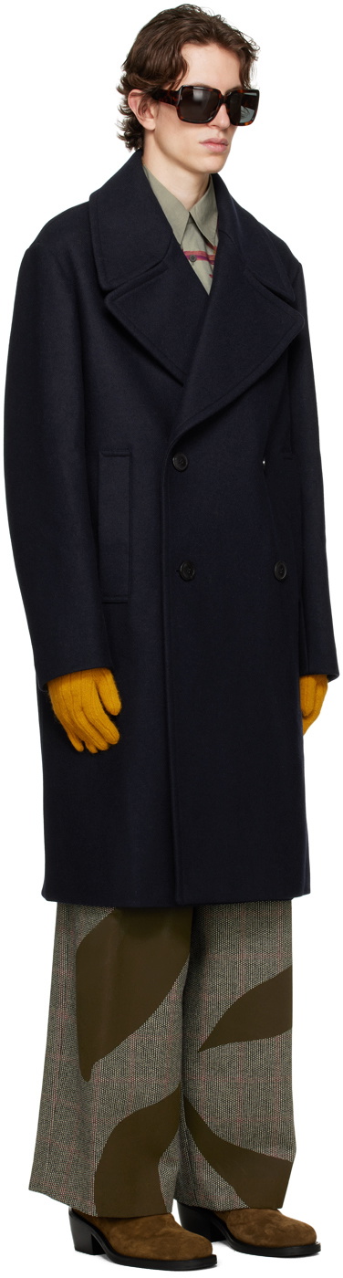 ジャケット・アウター DRIES VAN NOTEN Double-breasted coat Dries Van Noten Navy Double-Breasted Coat Dries Van Noten