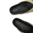ST. Agni Women's Suede Stitch Detail Thong Slide in Rock