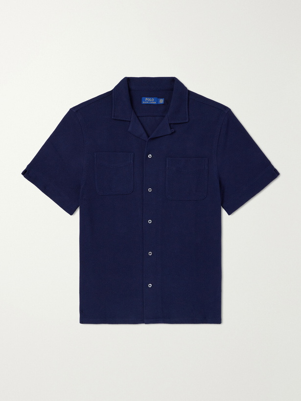 Photo: Polo Ralph Lauren - Pointelle Cotton-Knitted Polo Shirt - Blue