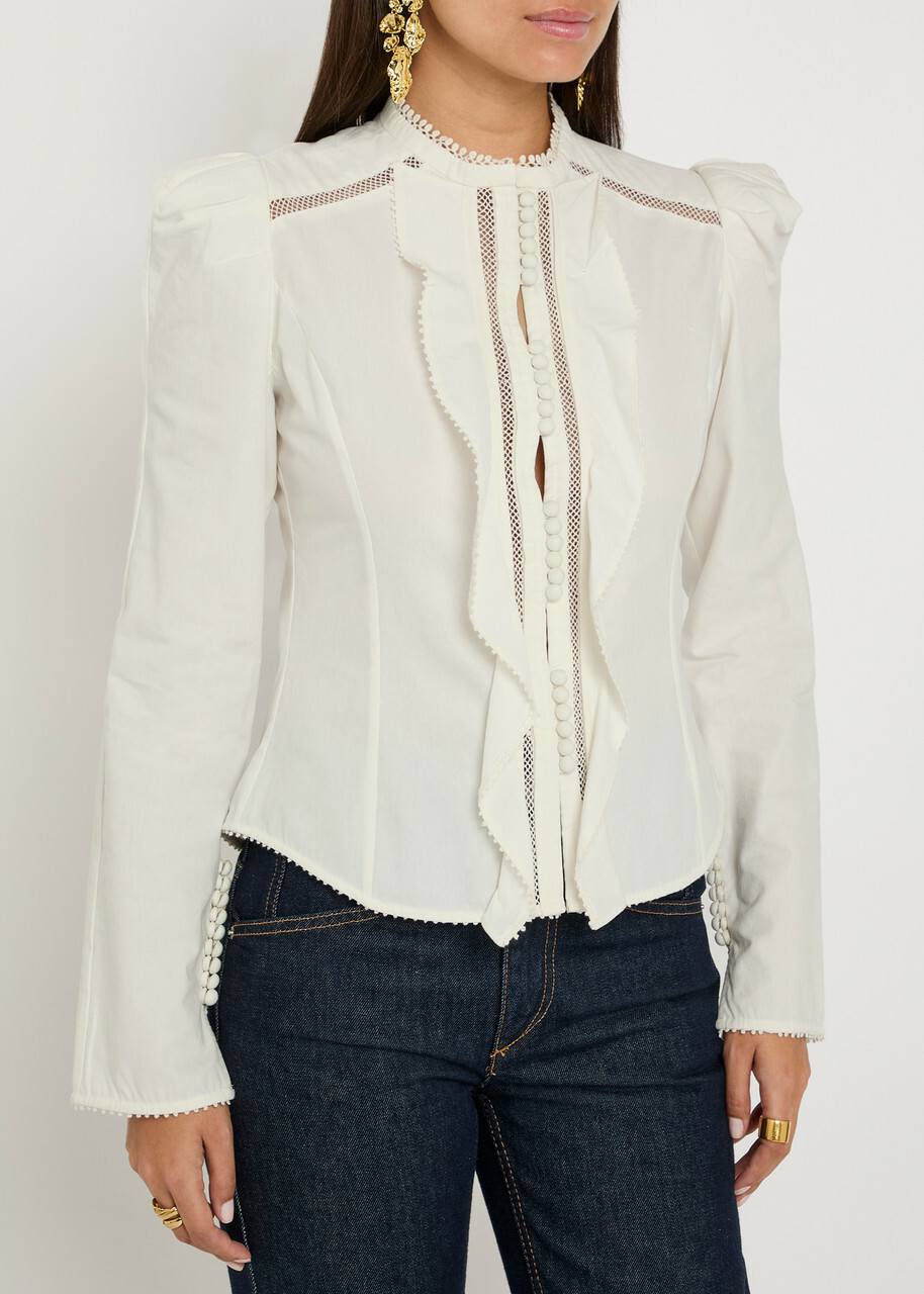 Isabel Marant Calina Picot Lace Cotton Blouse White