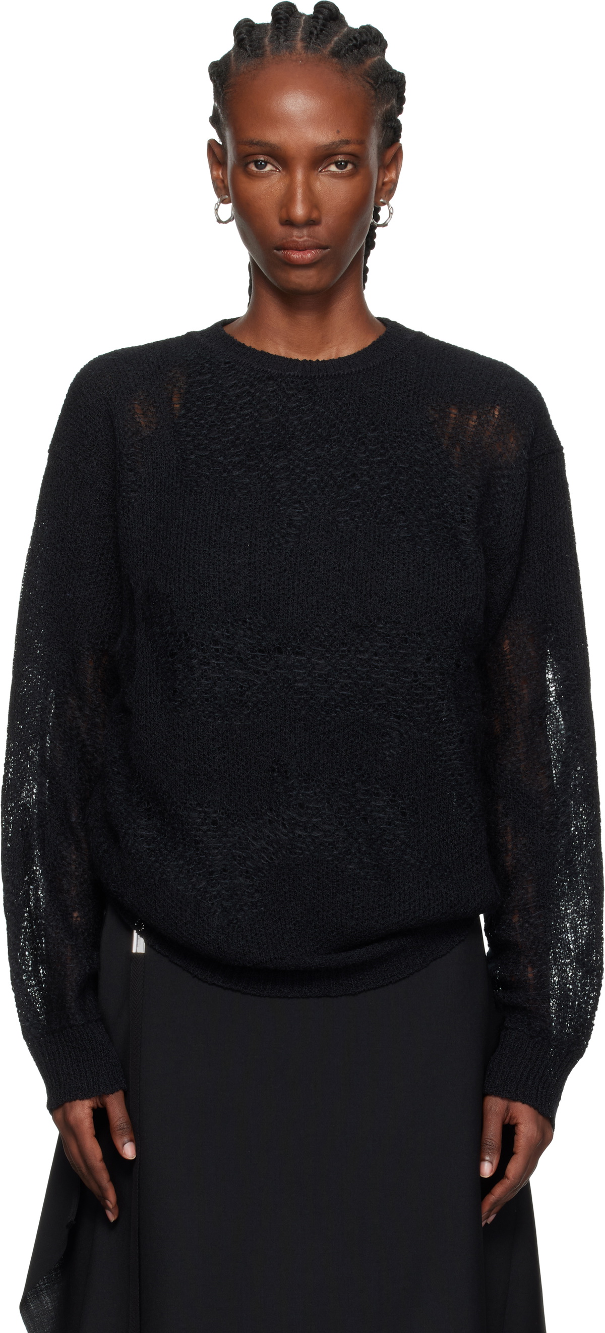 Ann Demeulemeester Black Cotton Cardigan Ann Demeulemeester