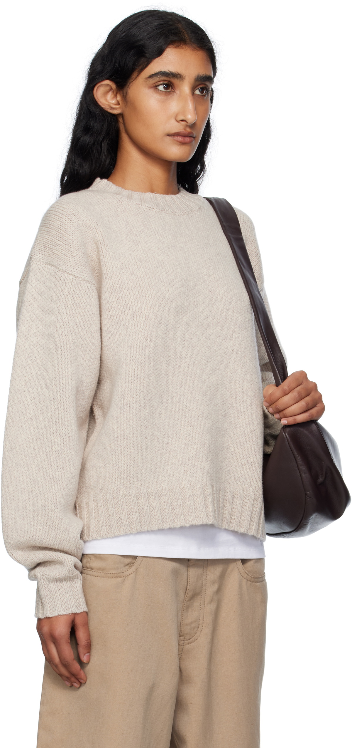 6397 Beige High Neck Sweater