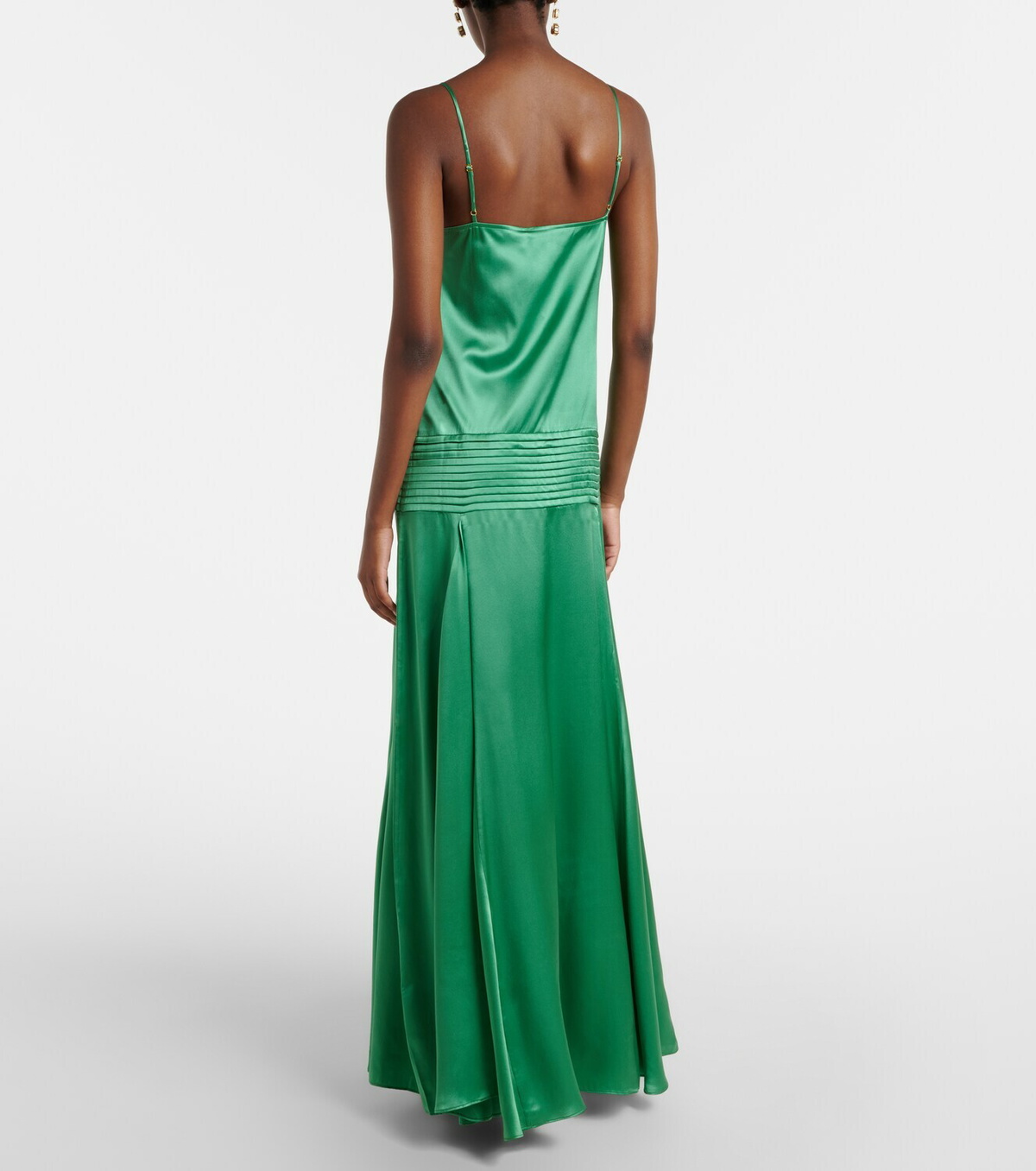 Xu Zhi Embroidered pleated silk satin gown