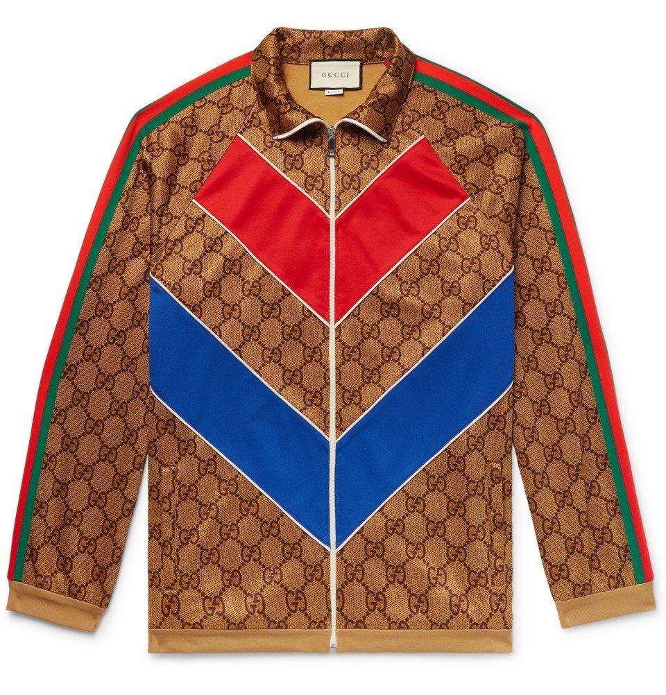 Photo: Gucci - Oversized Webbing-Trimmed Logo-Print Tech-Jersey Track Jacket - Men - Brown