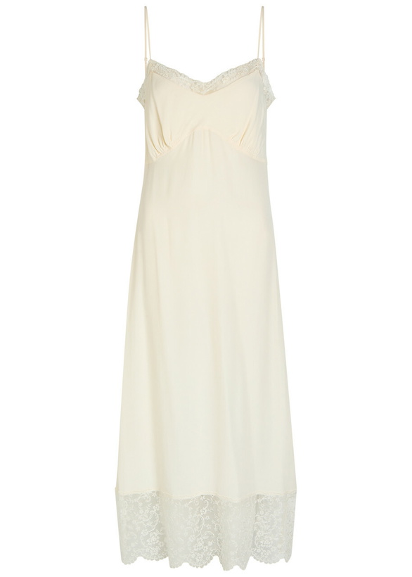 Photo: Simone Rocha Lace-trimmed Crepe-de-chine Midi Dress Cream