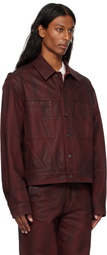 LGN Louis Gabriel Nouchi Burgundy Gloss Coated Workwear Denim Jacket
