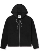 Jil Sander - Logo-Embroidered Cotton-Jersey Zip-Up Hoodie - Black