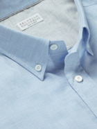 Brunello Cucinelli - Button-Down Collar Cotton Shirt - Blue