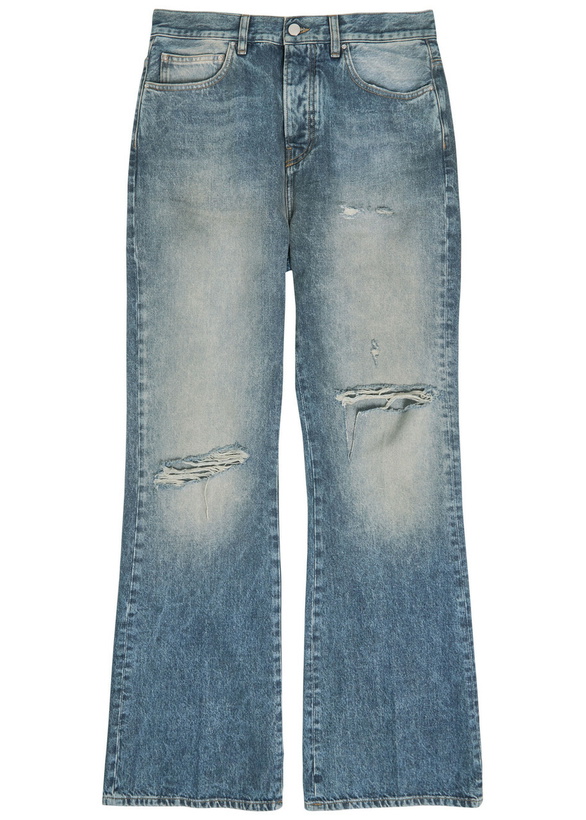 Photo: Amiri Slashed Distressed Bootcut Jeans Denim