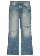 Amiri Slashed Distressed Bootcut Jeans Denim