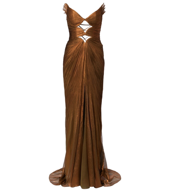 strapless open back dress Arthur Orange Floral Print Strapless Mini Dress - US 14