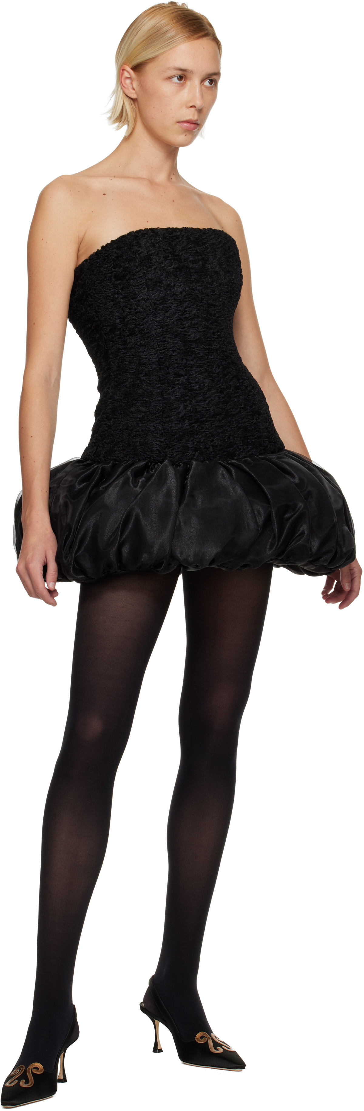 Nicklas Skovgaard SSENSE Exclusive Black Flora Minidress