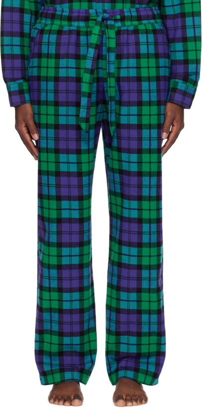 Photo: Tekla Green & Blue Plaid Pyjama Pants