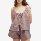 Deiji Studios Women's Open Linen Short Set in Musk Check