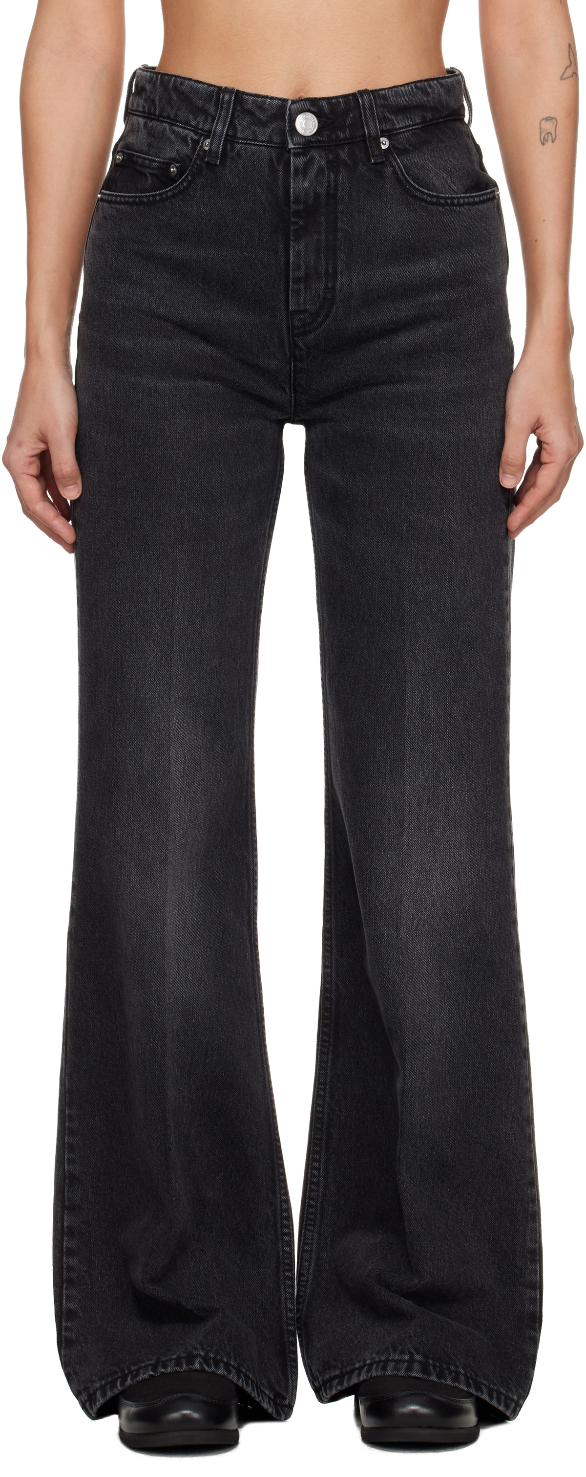 AMI Paris Black Cotton Flare-Fit Jeans