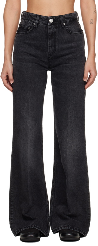 Photo: AMI Paris Black Cotton Flare-Fit Jeans