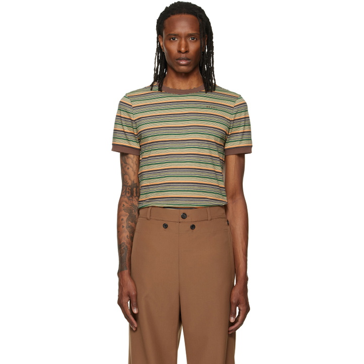 Photo: Marni Green Cotton Fine Stripes T-shirt
