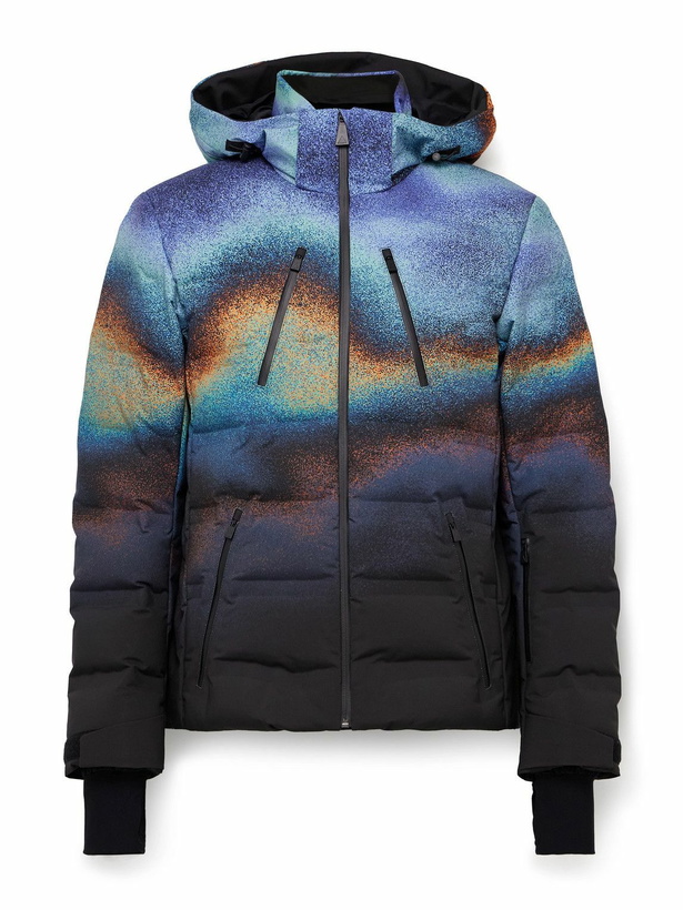 Photo: Aztech Mountain - Nuke Suit Printed Quilted Hooded Down Ski Jacket - Blue