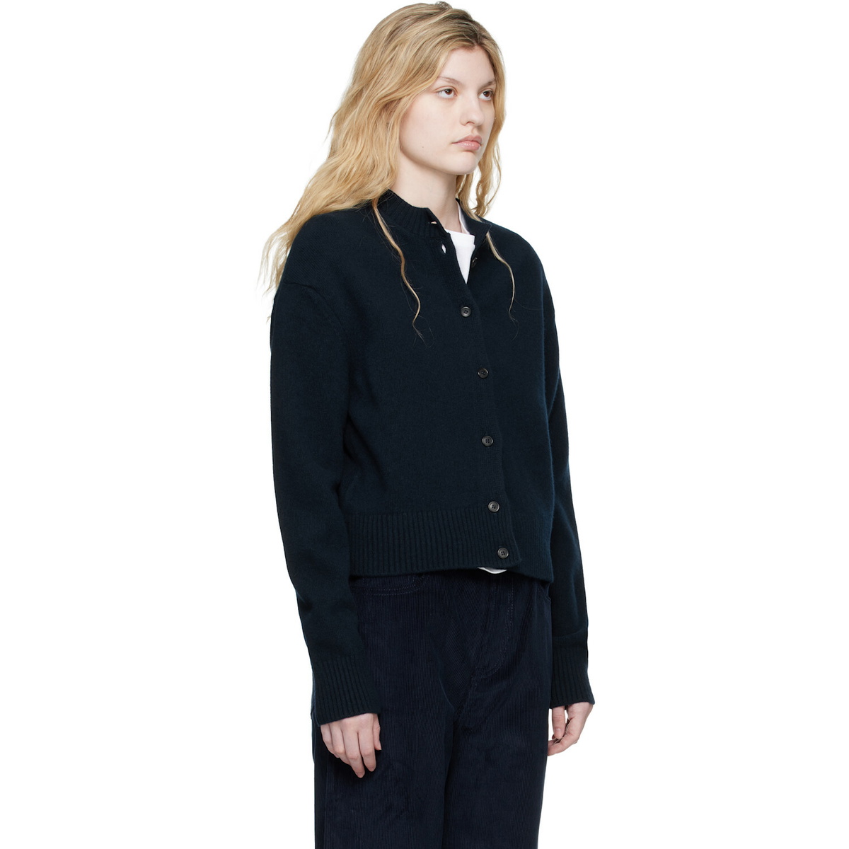 Róhe Navy Short Boiled Cardigan
