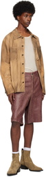 GUESS USA Burgundy Crackle Leather Shorts