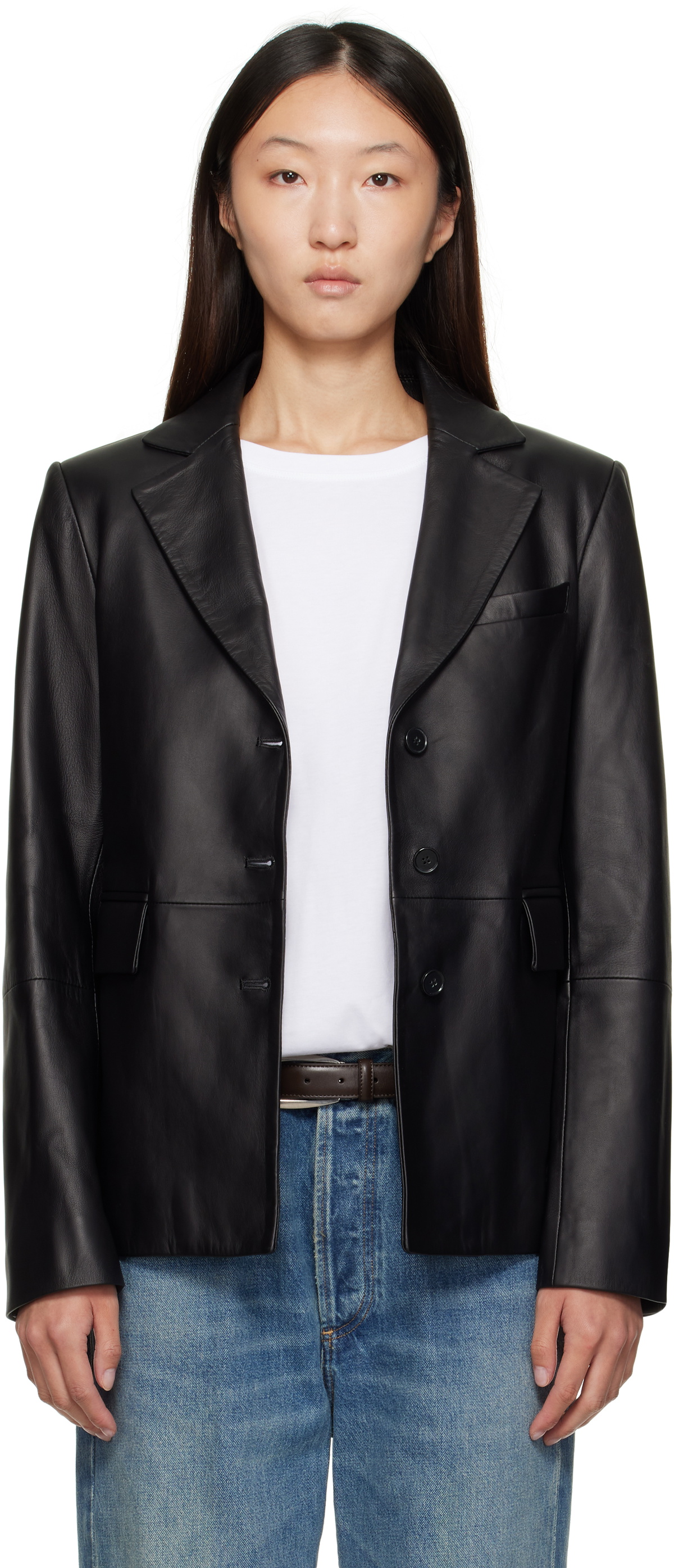 Loulou de Saison Black Aldo Leather Jacket
