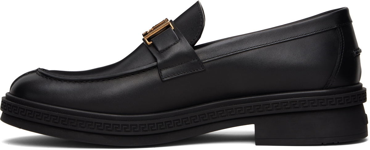 Versace Black Greca Leather Loafers