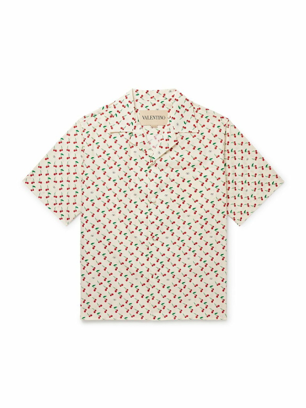Photo: Valentino Garavani - Camp-Collar Printed Cotton-Poplin Shirt - Neutrals