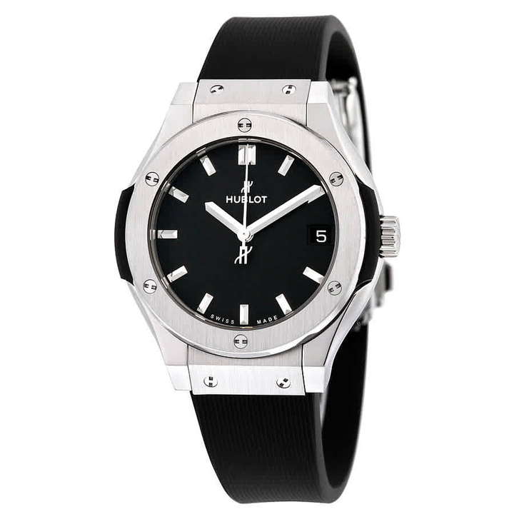 Photo: Hublot Classic Fusion Titanium Black Dial Black Rubber Ladies Watch 581NX1171RX
