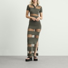 Coperni Women's Striped Sheer Polo Dress in Green