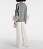 Valentino Feather-trimmed virgin wool sweater