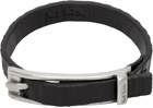 Paul Smith Black Shadow Stripe Leather Bracelet