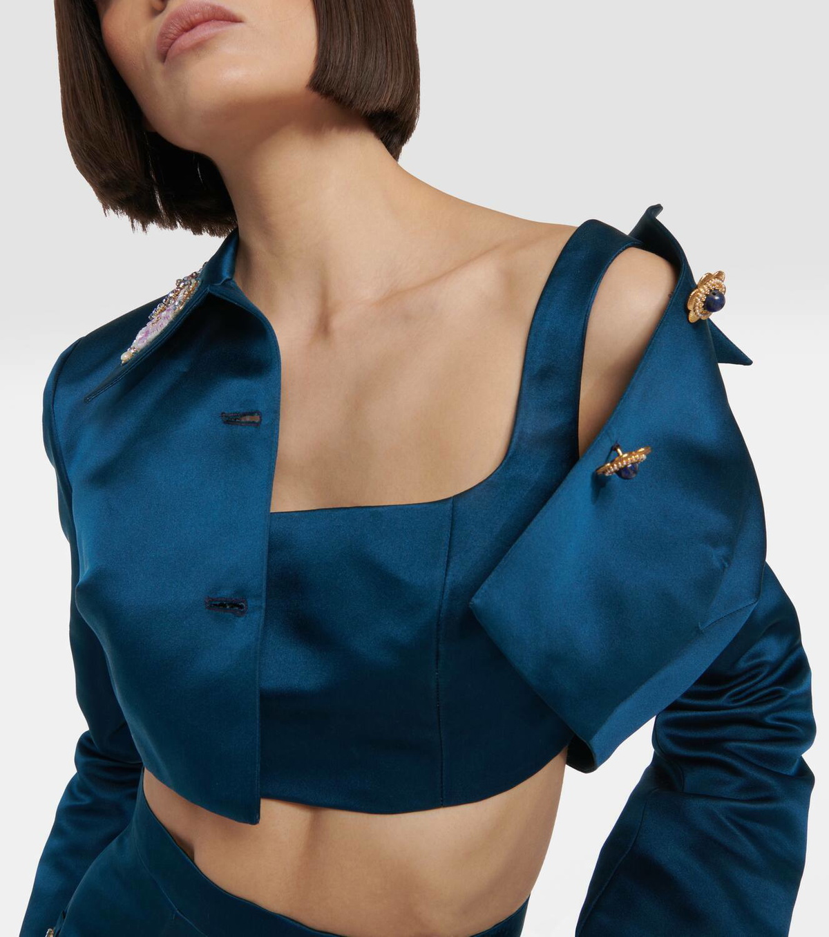 Miss Sohee Silk crop top with Swarovski® crystals