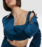 Miss Sohee Silk crop top with Swarovski® crystals
