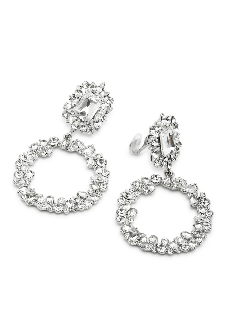 Self-portrait Embellished Silver-plated Clip-on Drop Earrings - One Size