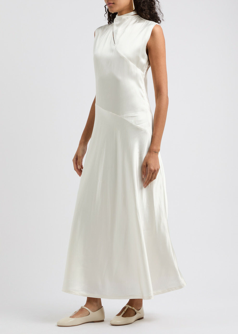 Jil Sander Satin Maxi Dress Off White Jil Sander